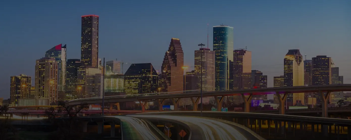 Aerial view of Katy, Texas, showcasing the city layout and surrounding neighborhoods, used as a banner image for internet providers in Katy, TX.