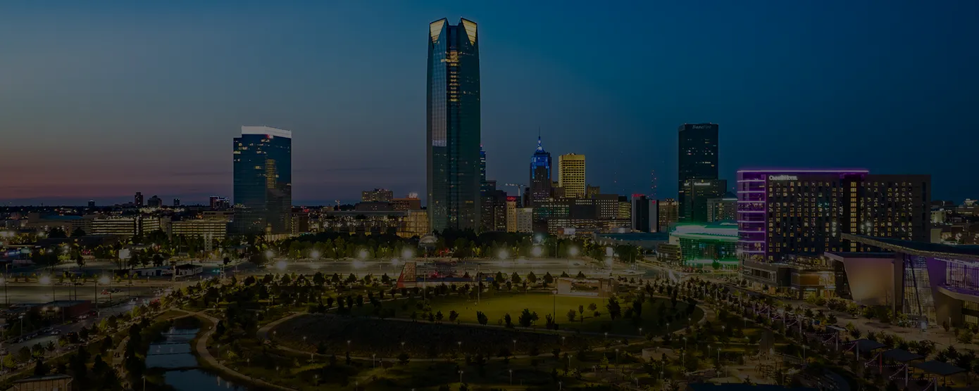 High rise view of downtown Oklahoma City showcasing the best internet providers in Oklahoma City, OK