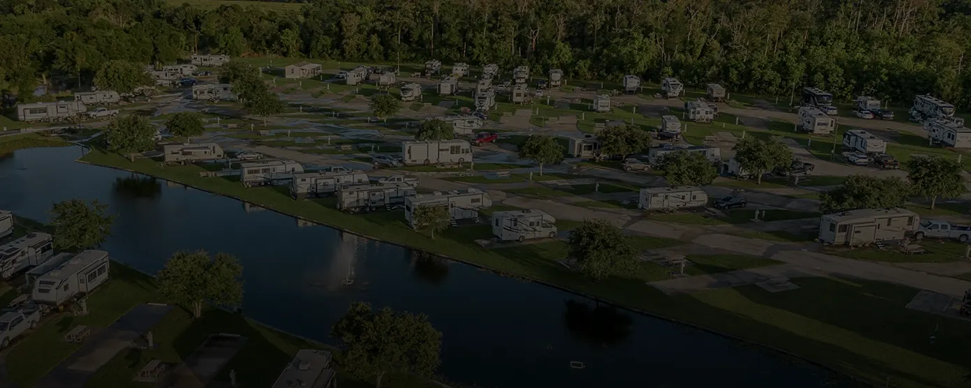 Aerial view of Whispering Meadows RV Park in Sulphur, Louisiana, Top Internet Providers in Sulphur, LA: Compare Your Best Options with Talk Walk Connection.