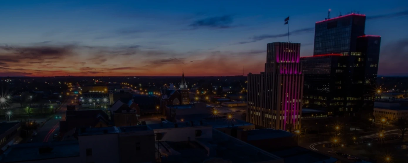 Aerial view of downtown Tyler, Texas, showing city buildings and streets with text “Get the Best Internet Providers in Tyler, TX — Without the Guesswork.”
