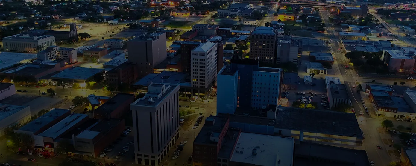 Cityscape of Wichita Falls, Texas with tech-inspired overlay, highlighting trusted internet providers in Wichita Falls.