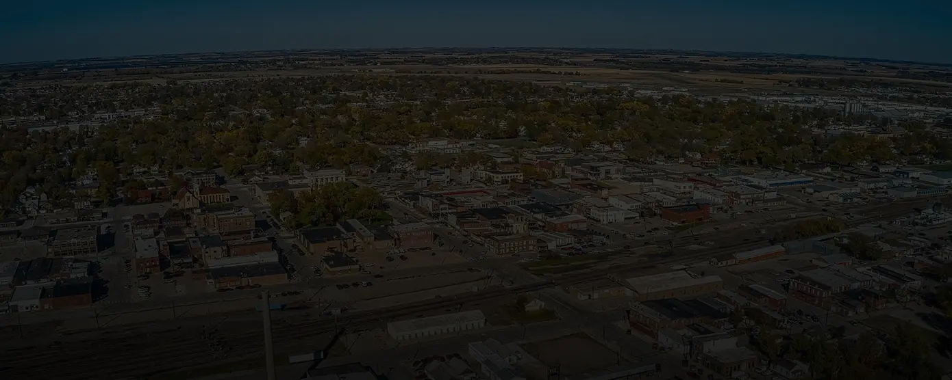Scenic view of Columbus, Nebraska with overlay text: 'Internet Providers Columbus – Reliable Options with Talk Walk Connection'