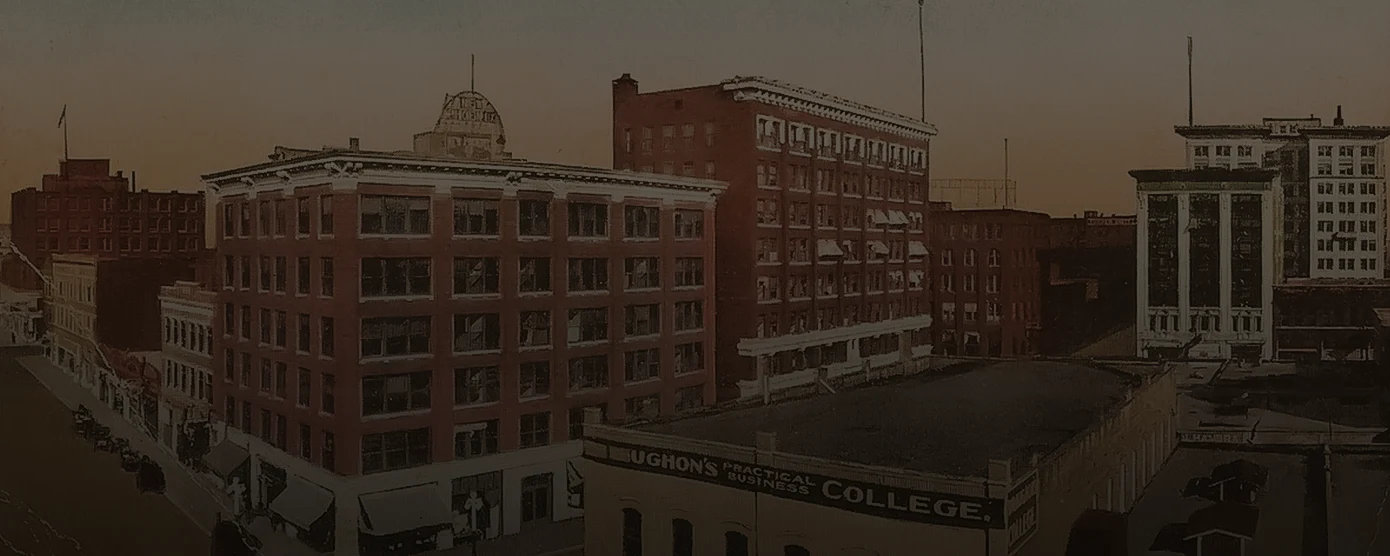 Aerial view of Muskogee, Oklahoma, showcasing the city landscape, featured in a guide about Internet Providers in Muskogee, OK – Find Your Fastest Connection!