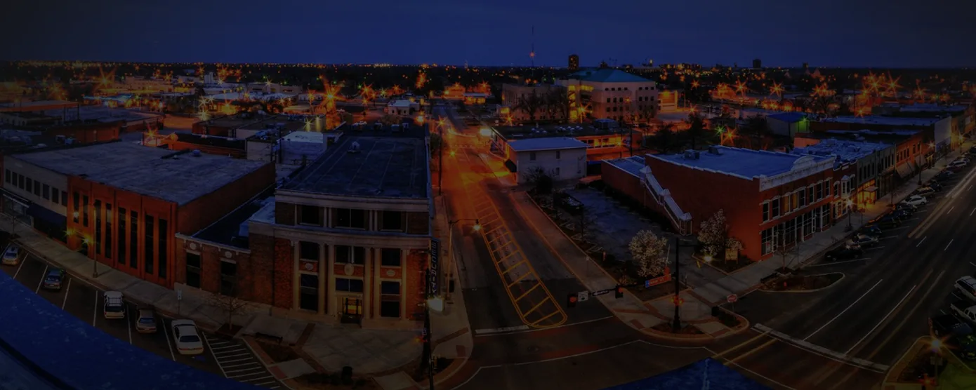 Aerial view of Norman, Oklahoma, highlighting the city landscape, featured in a guide about Internet Providers Norman, OK – Find the Right Fit with Talk Walk Connection.